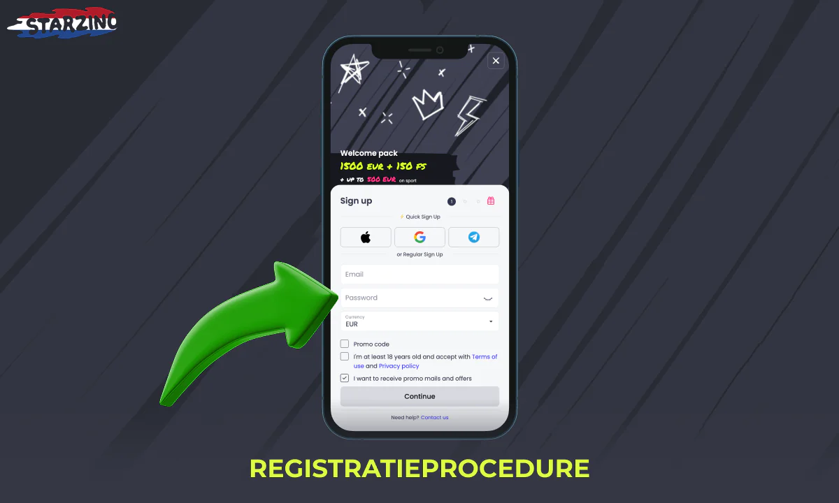Inloggen bij Starzino op een mobiel apparaat