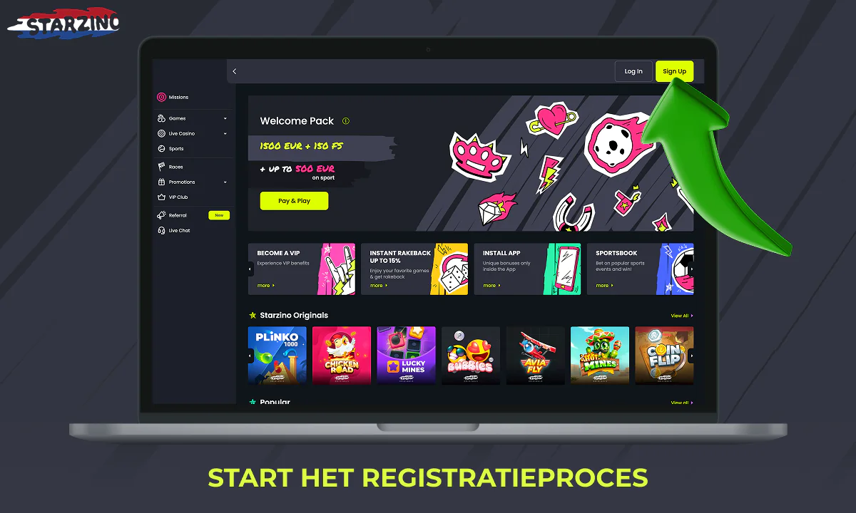 Hoe u het Starzino-registratieproces start